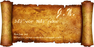 Jávor Nándor névjegykártya